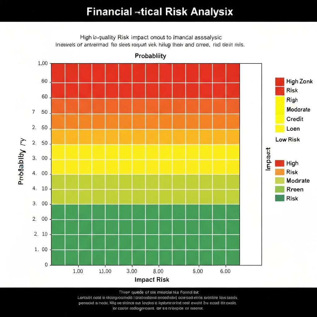 Matriz de riesgos con gráfico de probabilidad e impacto, mostrando identificación y mitigación de factores de riesgo crítico